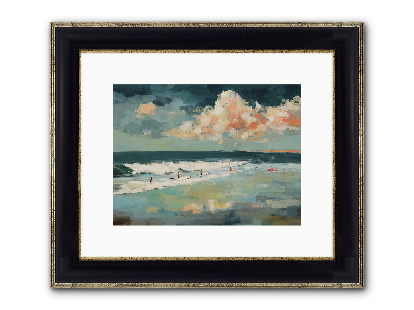 Dream State Surfing Framed Print - Black & Gold 12x9