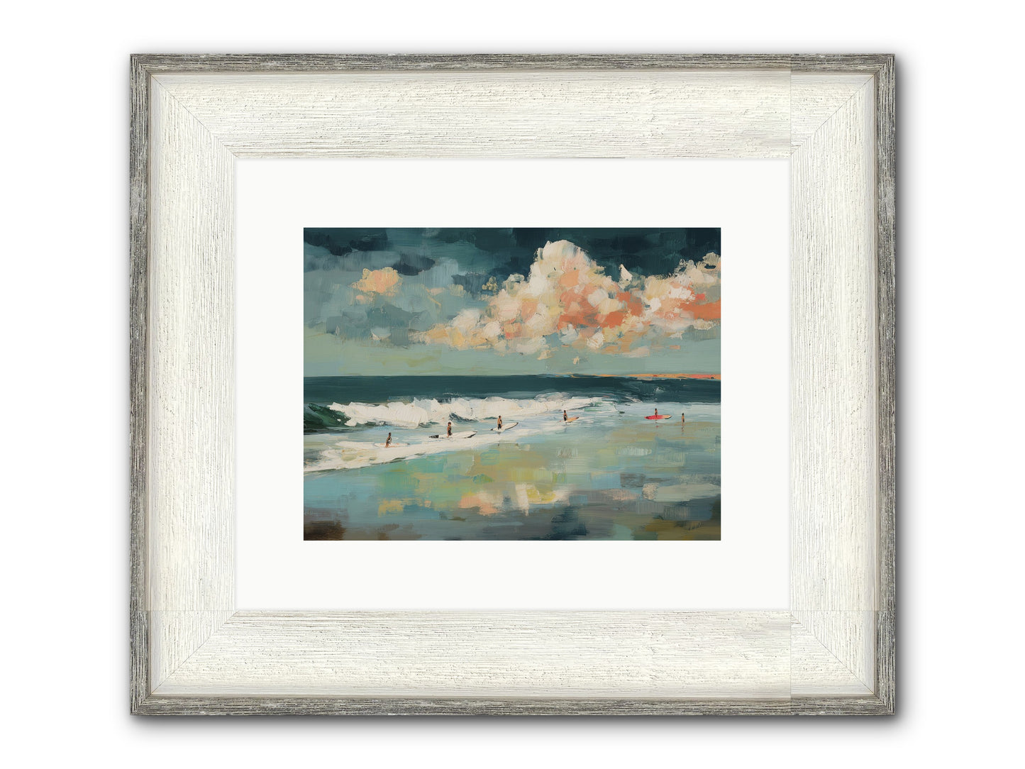 Dream State Surfing Framed Print - Driftwood White 12x9