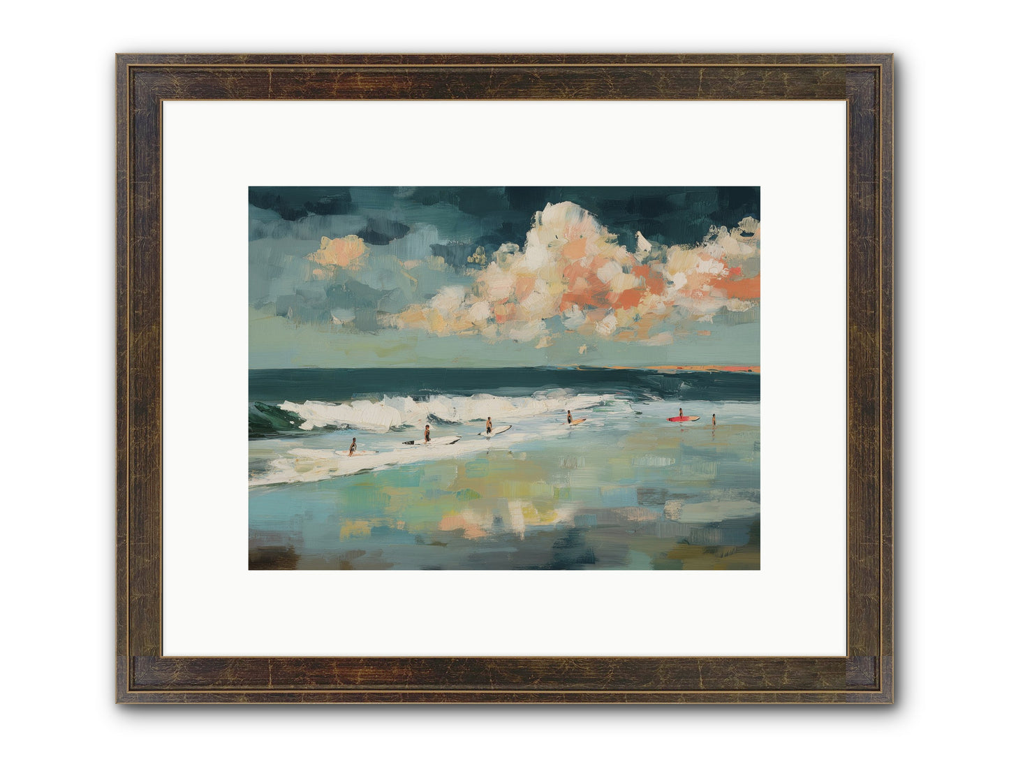 Dream State Surfing Framed Print - Slimwoods Black/Gold 12x9