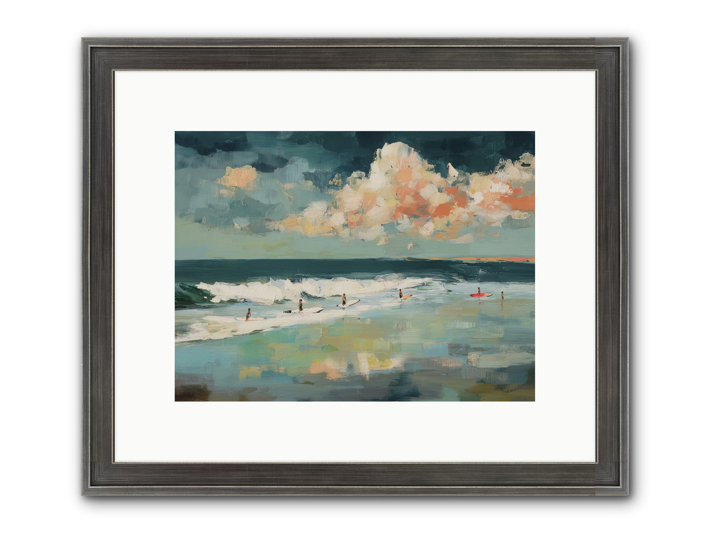Dream State Surfing Framed Print - Slimwoods Black/Silver 12x9