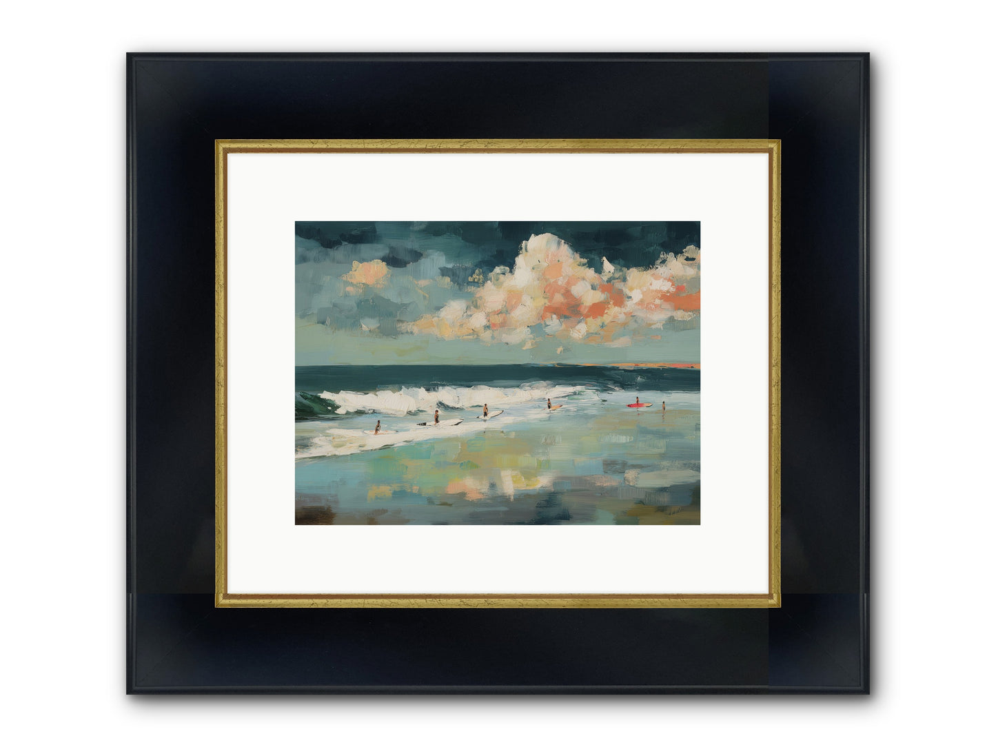Dream State Surfing Framed Print - Wide Black w/Gold 12x9