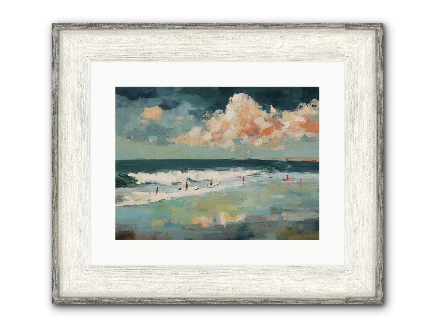 Dream State Surfing Framed Print - Driftwood White 16x12