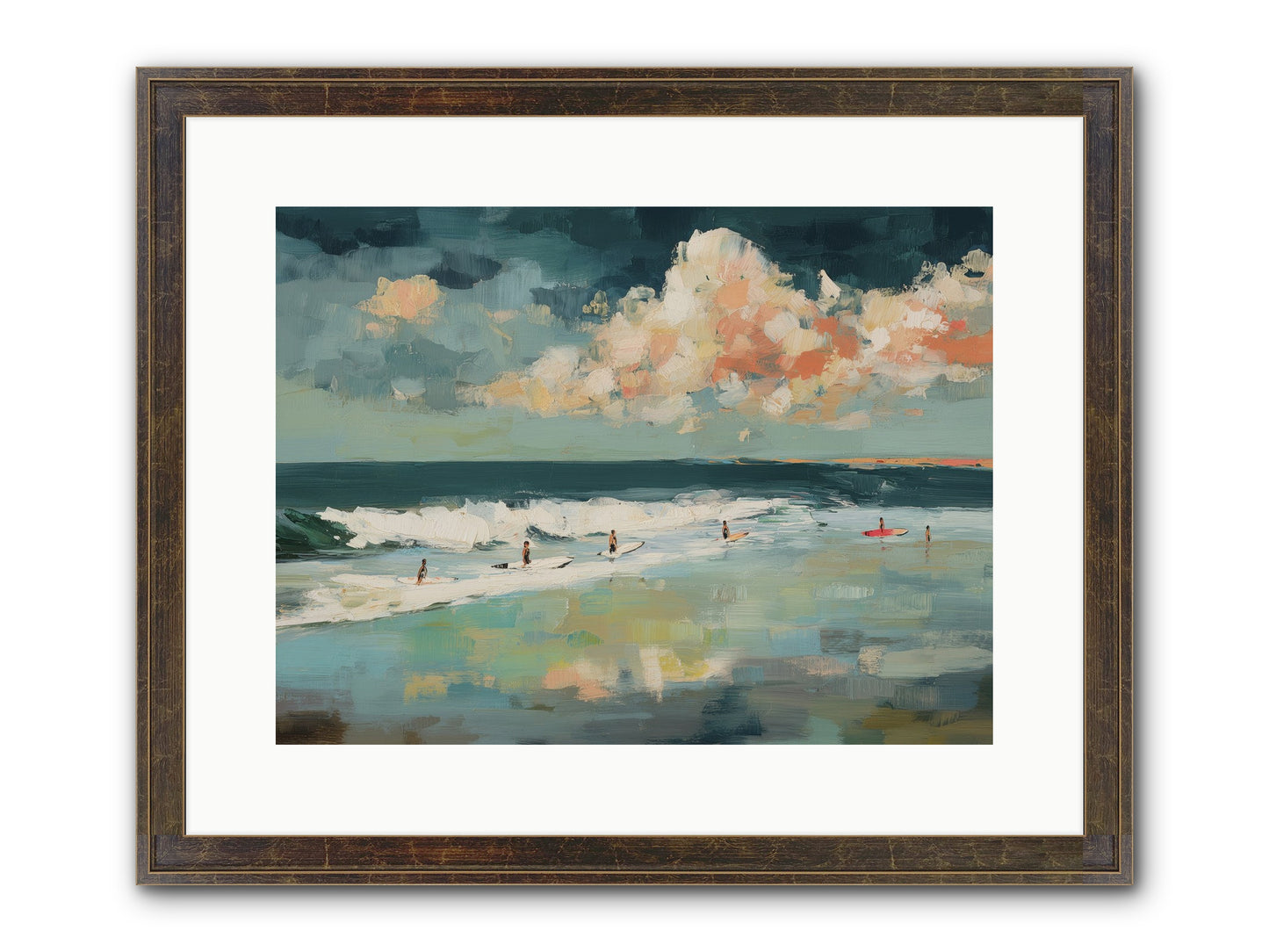 Dream State Surfing Framed Print - Slimwoods Black/Gold 16x12
