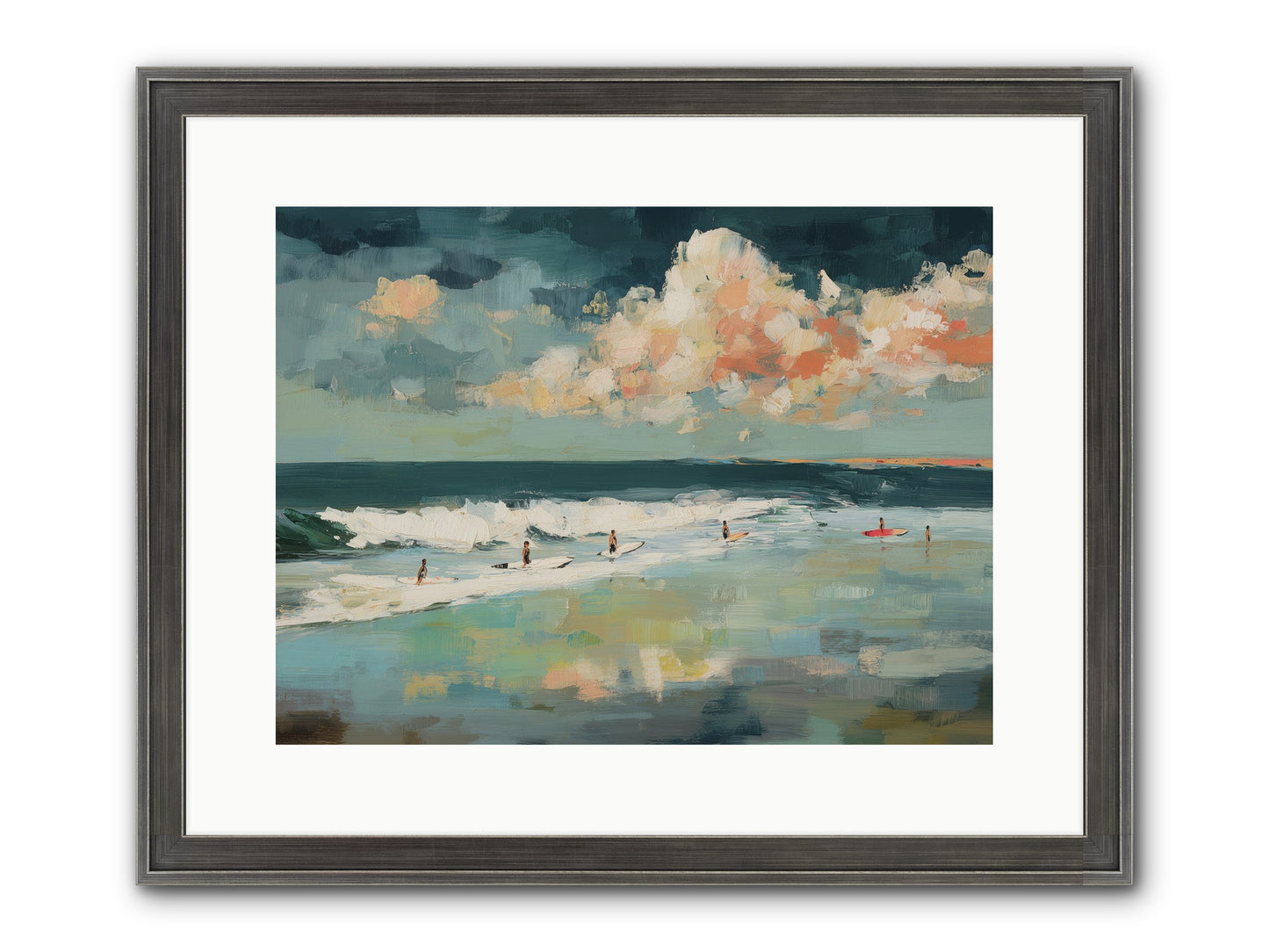 Dream State Surfing Framed Print - Slimwoods Black/Silver 16x12