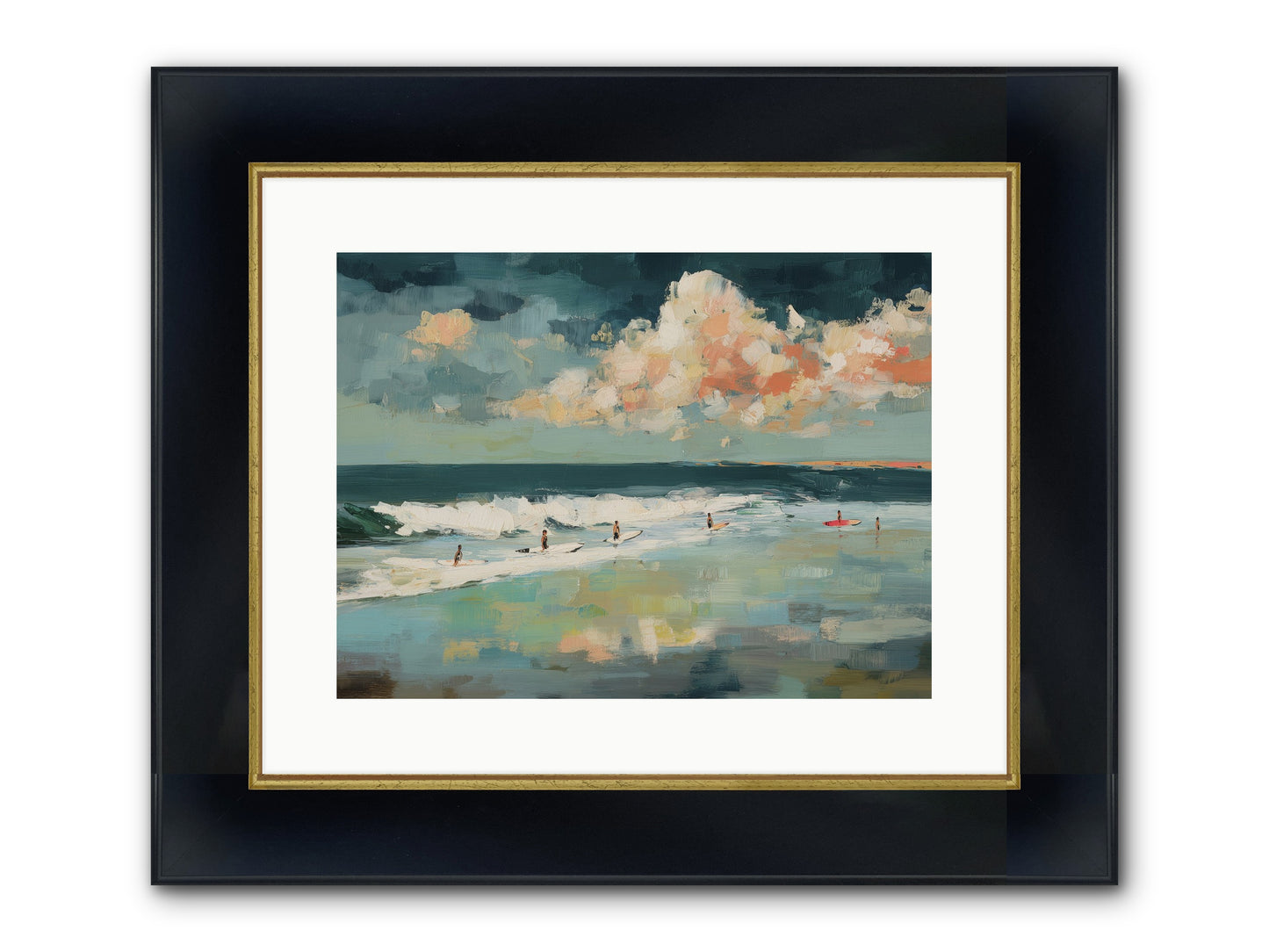 Dream State Surfing Framed Print - Wide Black w/Gold 16x12