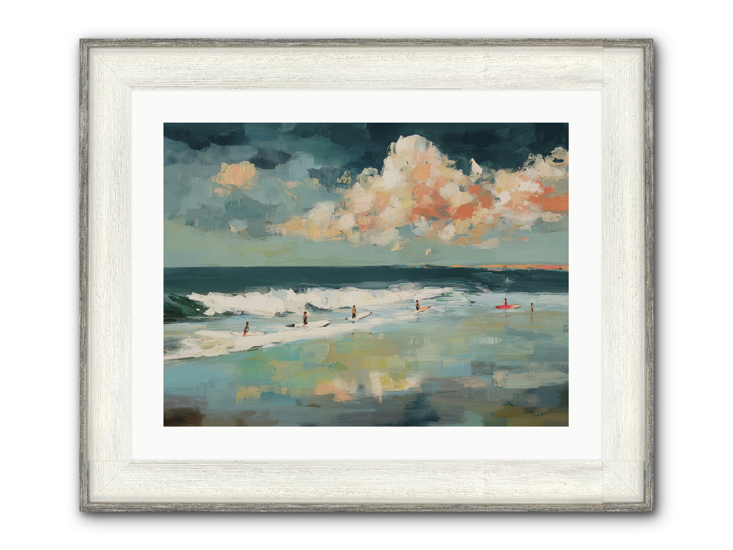 Dream State Surfing Framed Print - Driftwood White 24x18