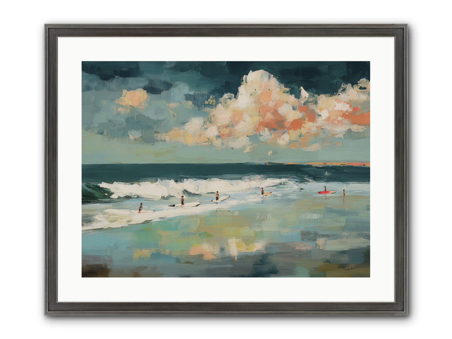Dream State Surfing Framed Print - Slimwoods Black/Silver 24x18