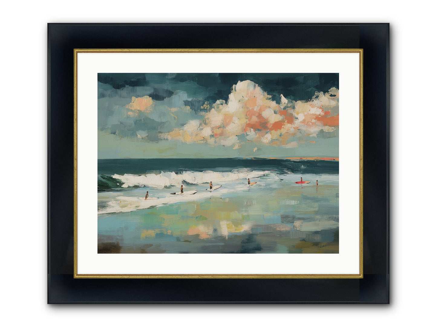 Dream State Surfing Framed Print - Wide Black w/Gold 24x18