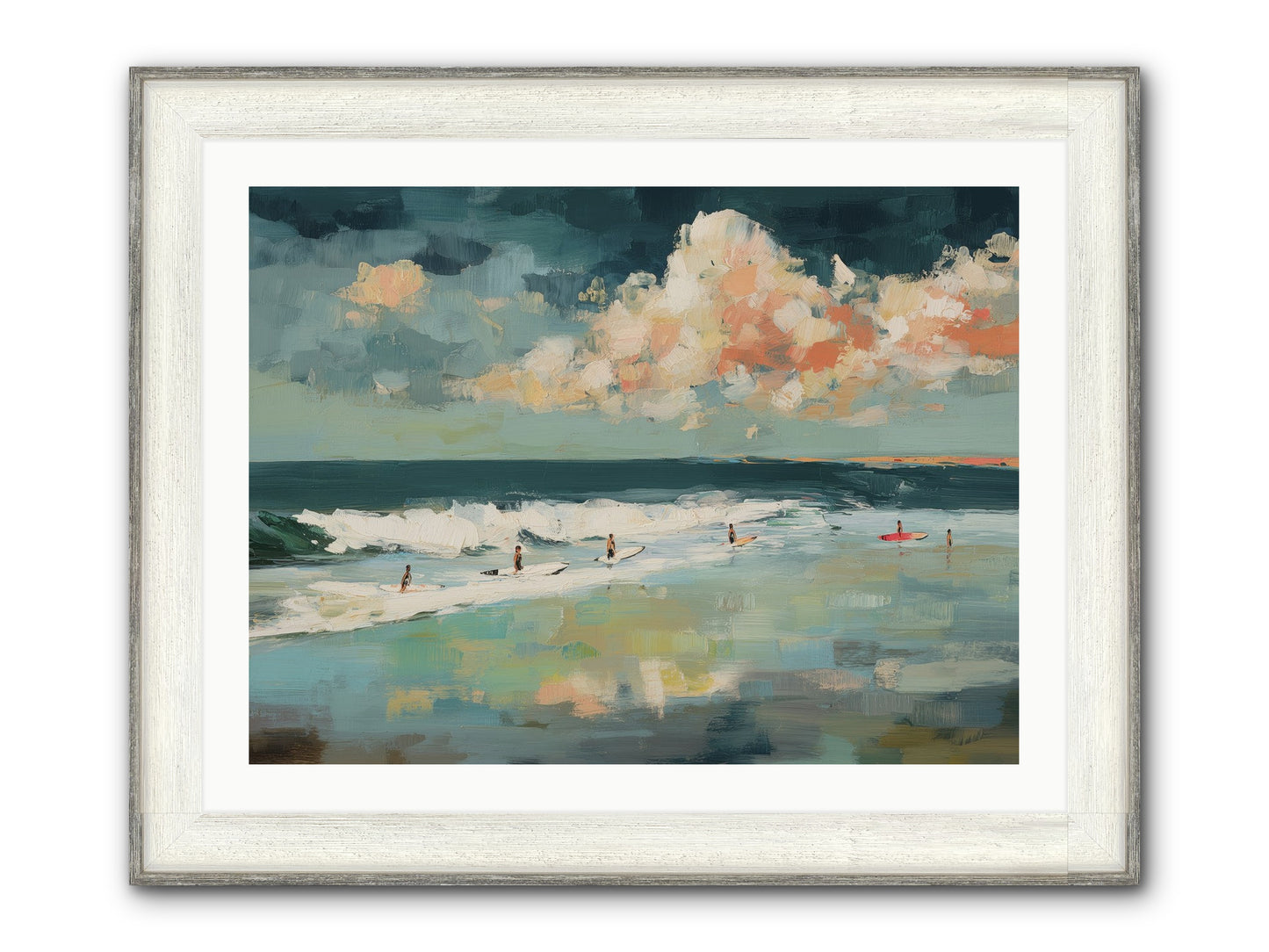 Dream State Surfing Framed Print - Driftwood White 32x24