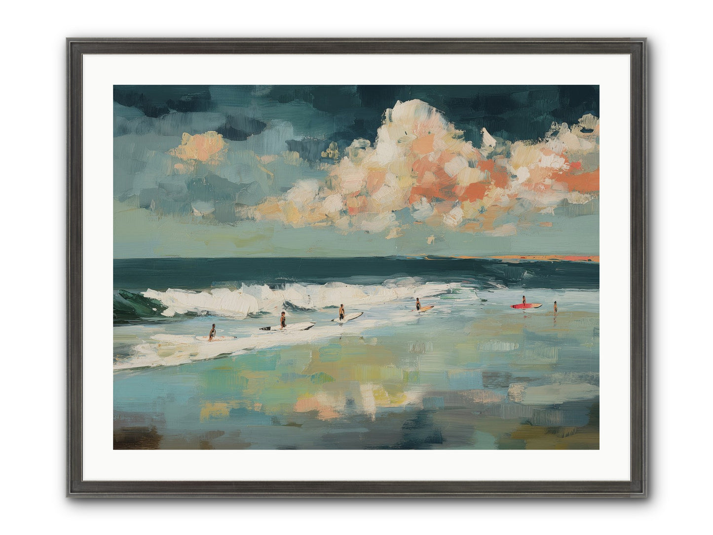 Dream State Surfing Framed Print - Slimwoods Black/Silver 32x24