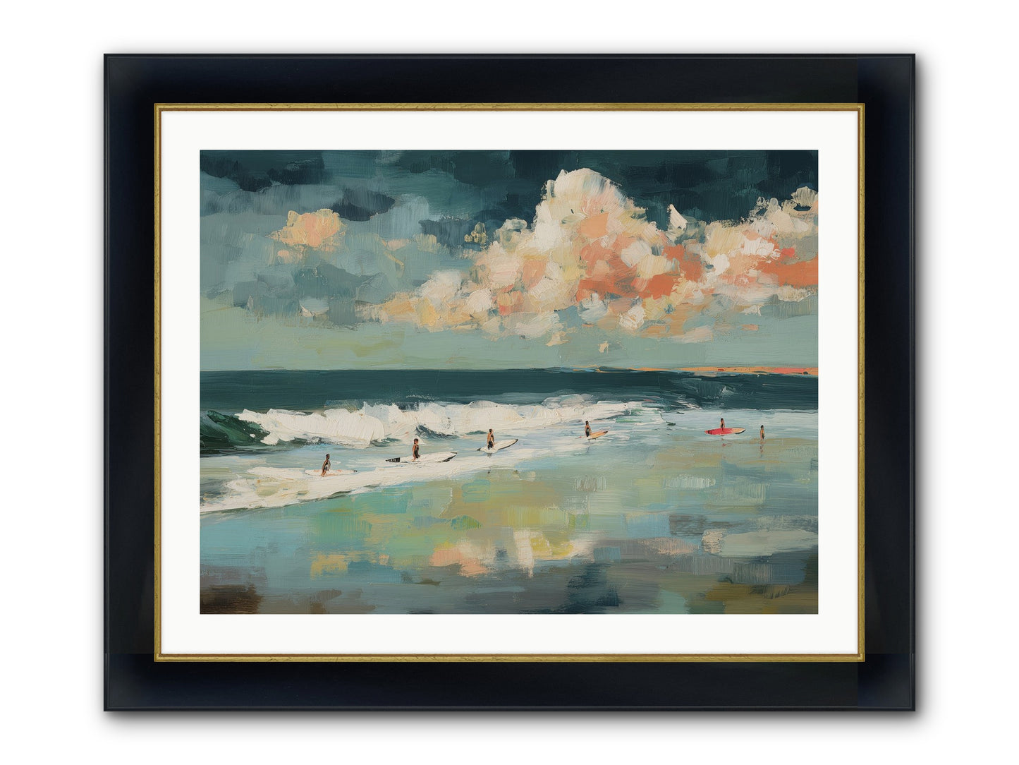 Dream State Surfing Framed Print - Wide Black w/Gold 32x24