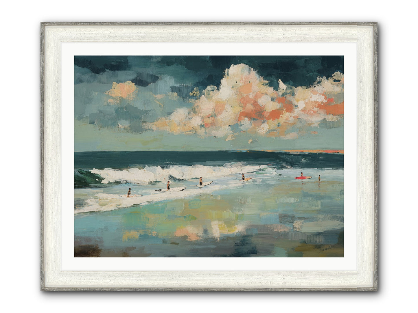 Dream State Surfing Framed Print - Driftwood White 40x30