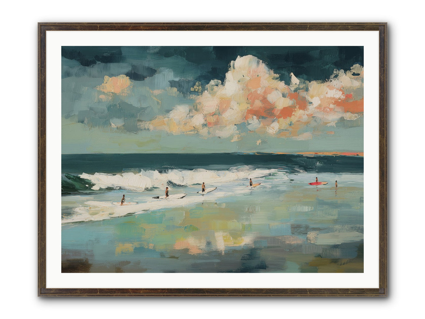 Dream State Surfing Framed Print - Slimwoods Black/Gold 40x30