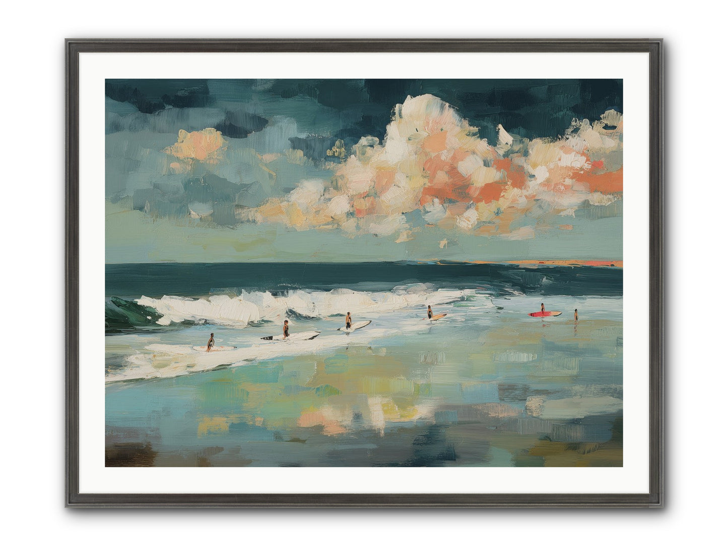 Dream State Surfing Framed Print - Slimwoods Black/Silver 40x30
