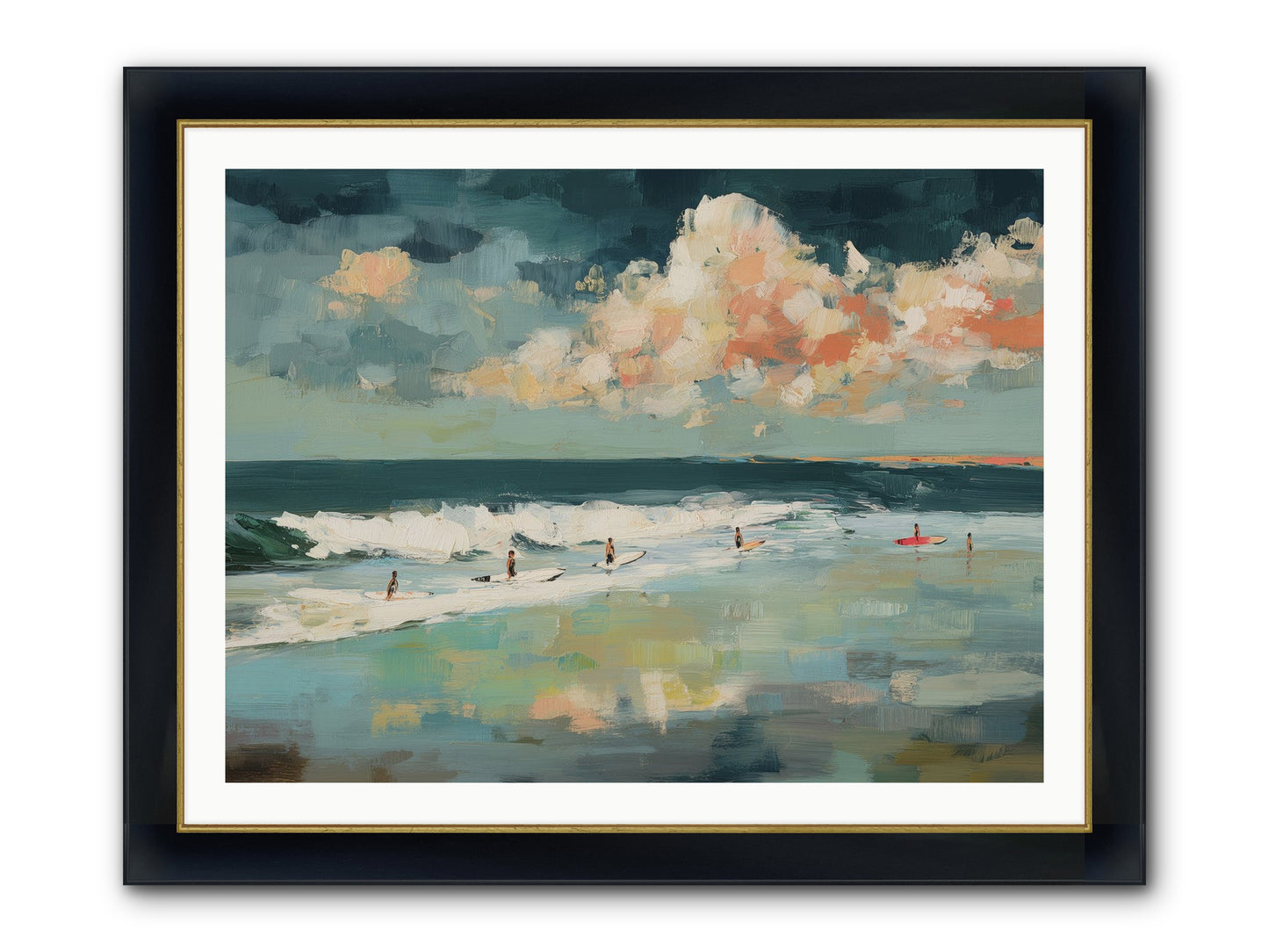 Dream State Surfing Framed Print - Wide Black w/Gold 40x30