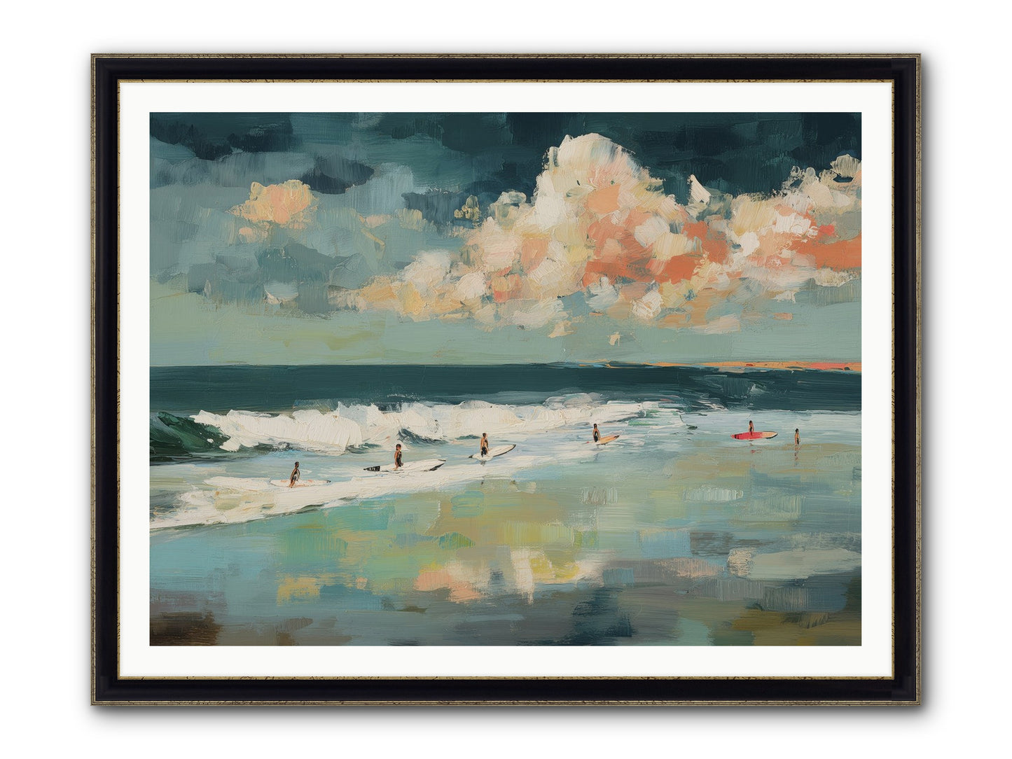 Dream State Surfing Framed Print - Black & Gold 48x36