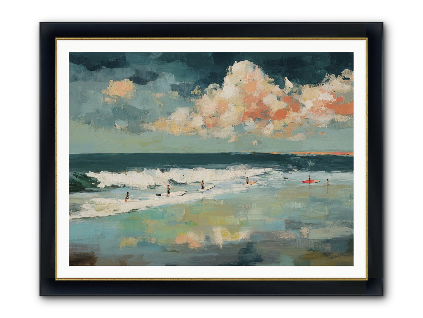 Dream State Surfing Framed Print - Wide Black w/Gold 48x36