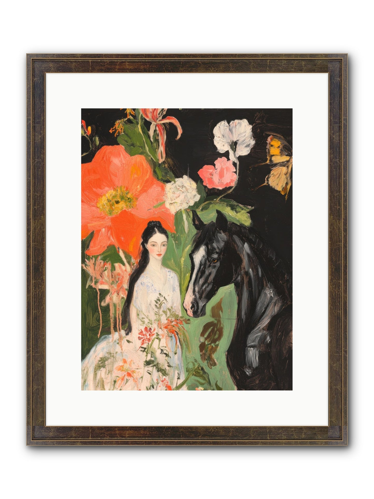 Dreamland Steed Framed Print - Slimwoods Black/Gold 12x16