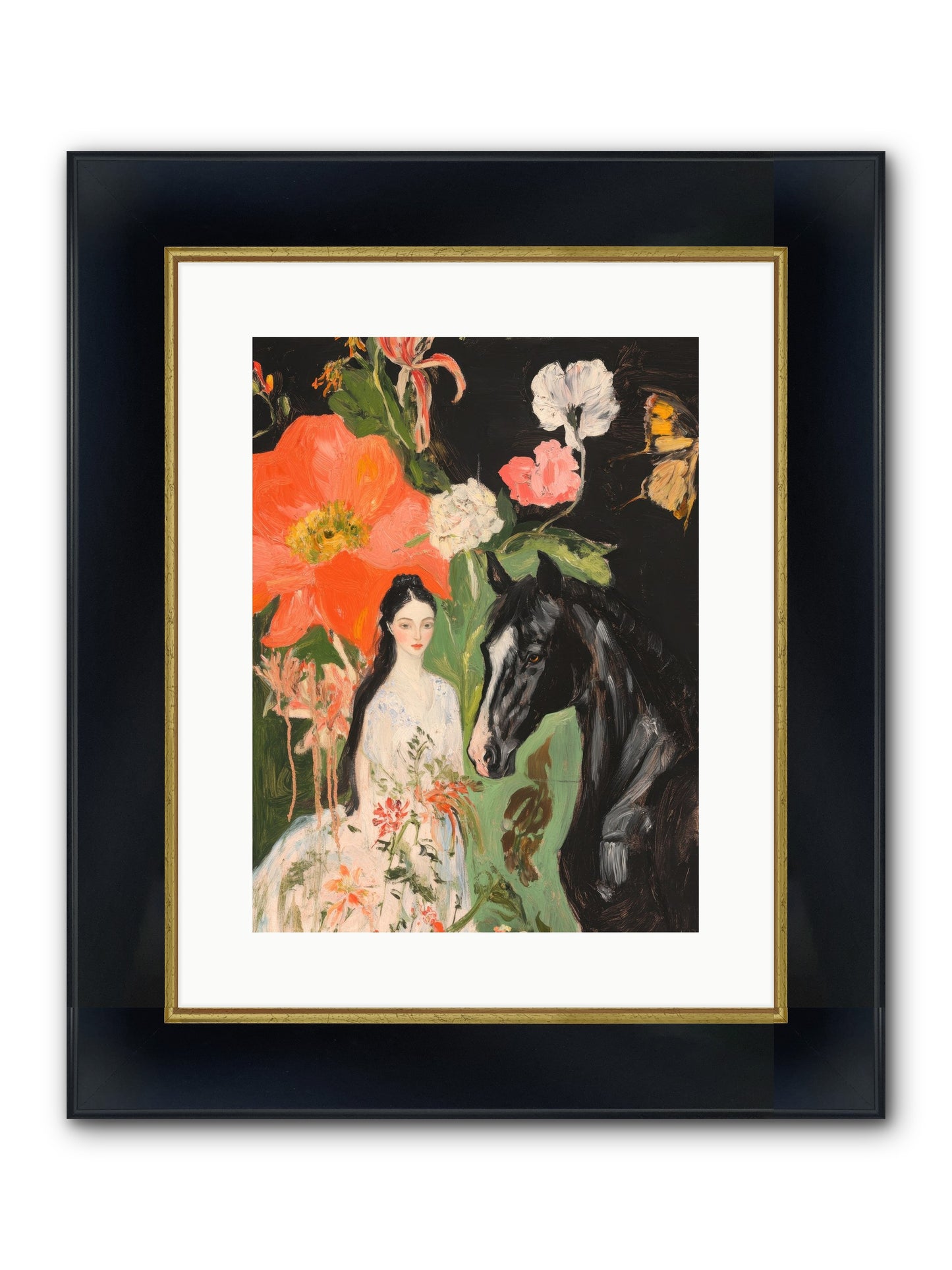 Dreamland Steed Framed Print - Wide Black w/Gold 12x16