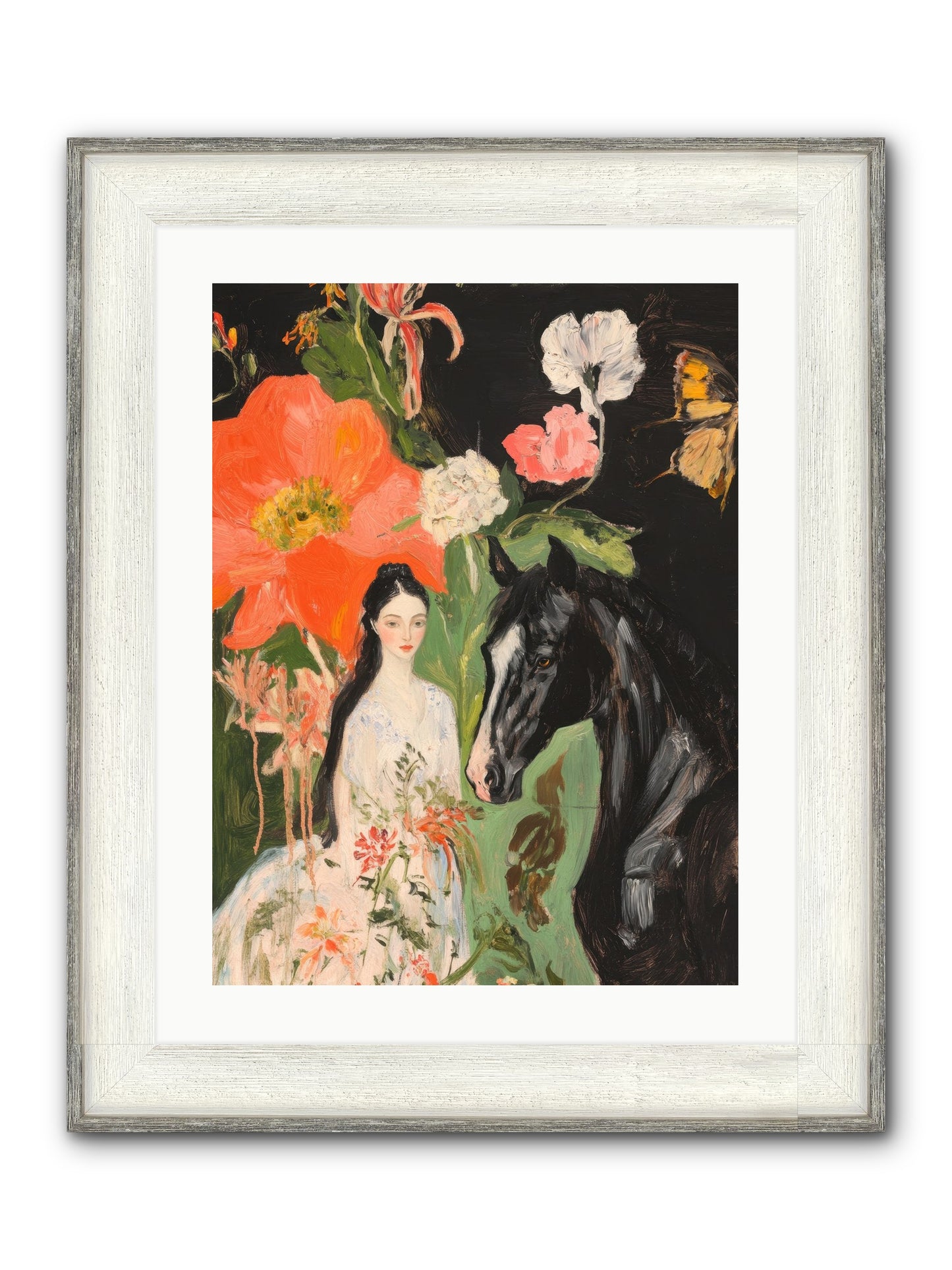Dreamland Steed Framed Print - Driftwood White 18x24