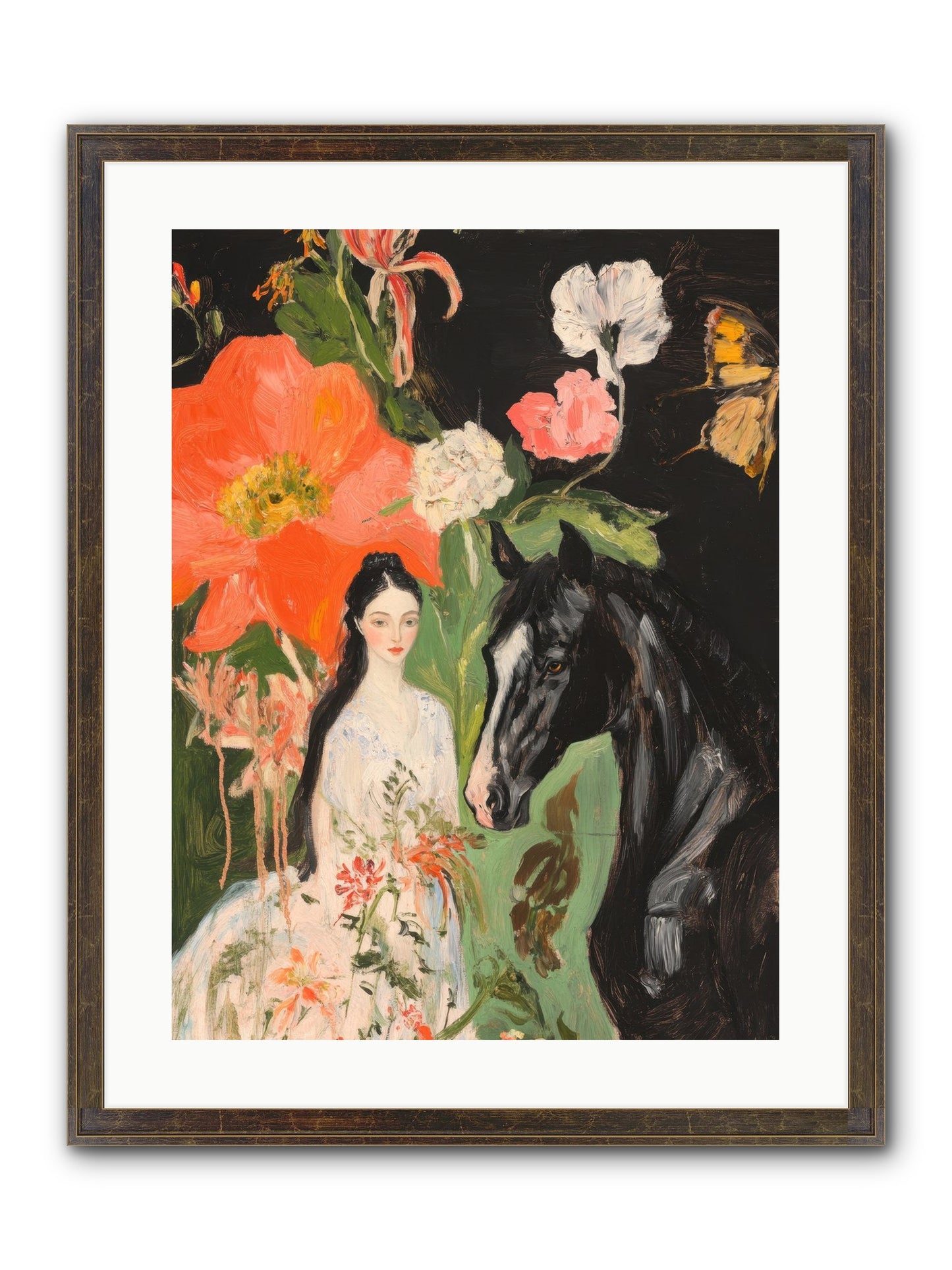 Dreamland Steed Framed Print - Slimwoods Black/Gold 18x24