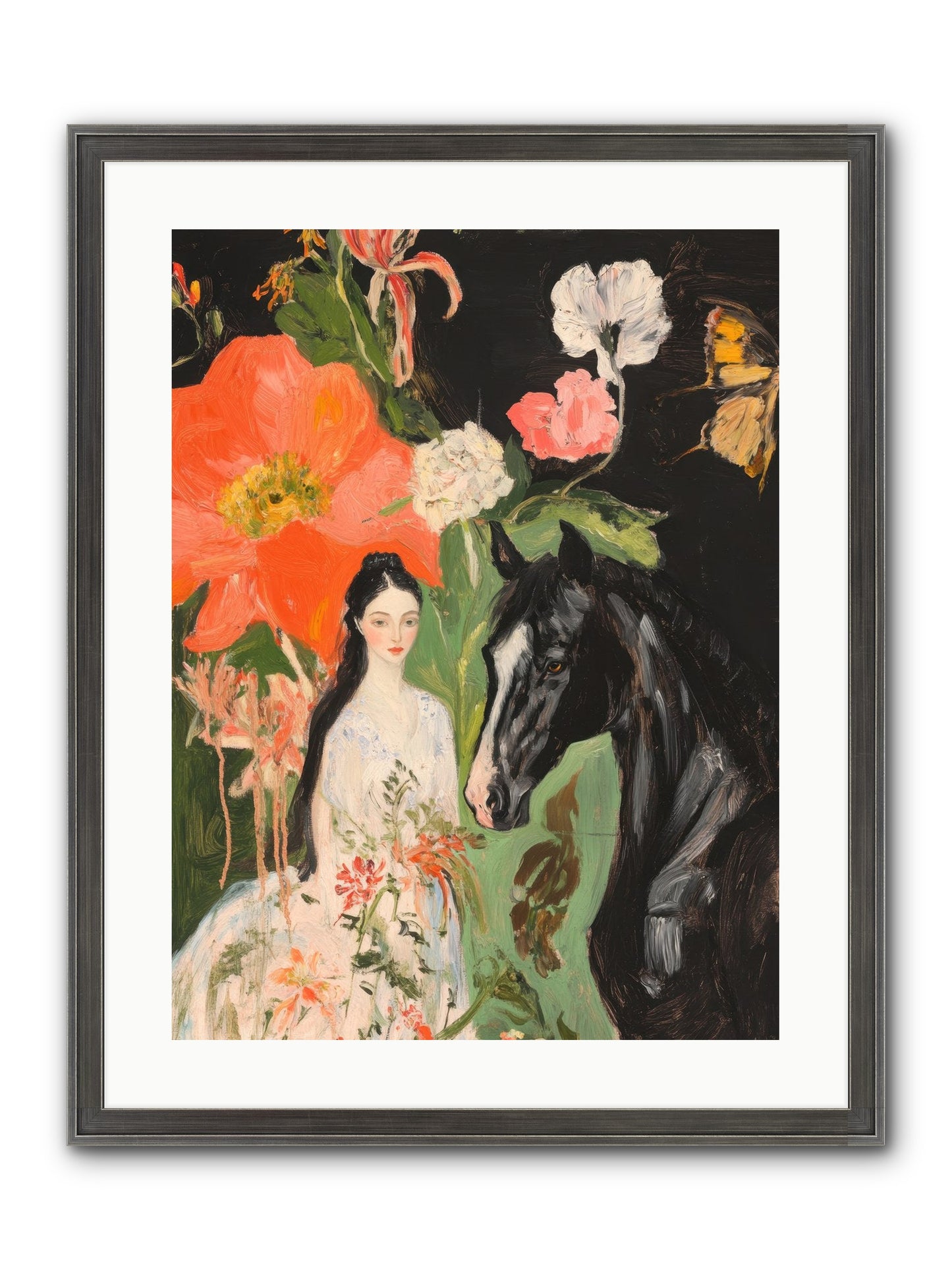 Dreamland Steed Framed Print - Slimwoods Black/Silver 18x24