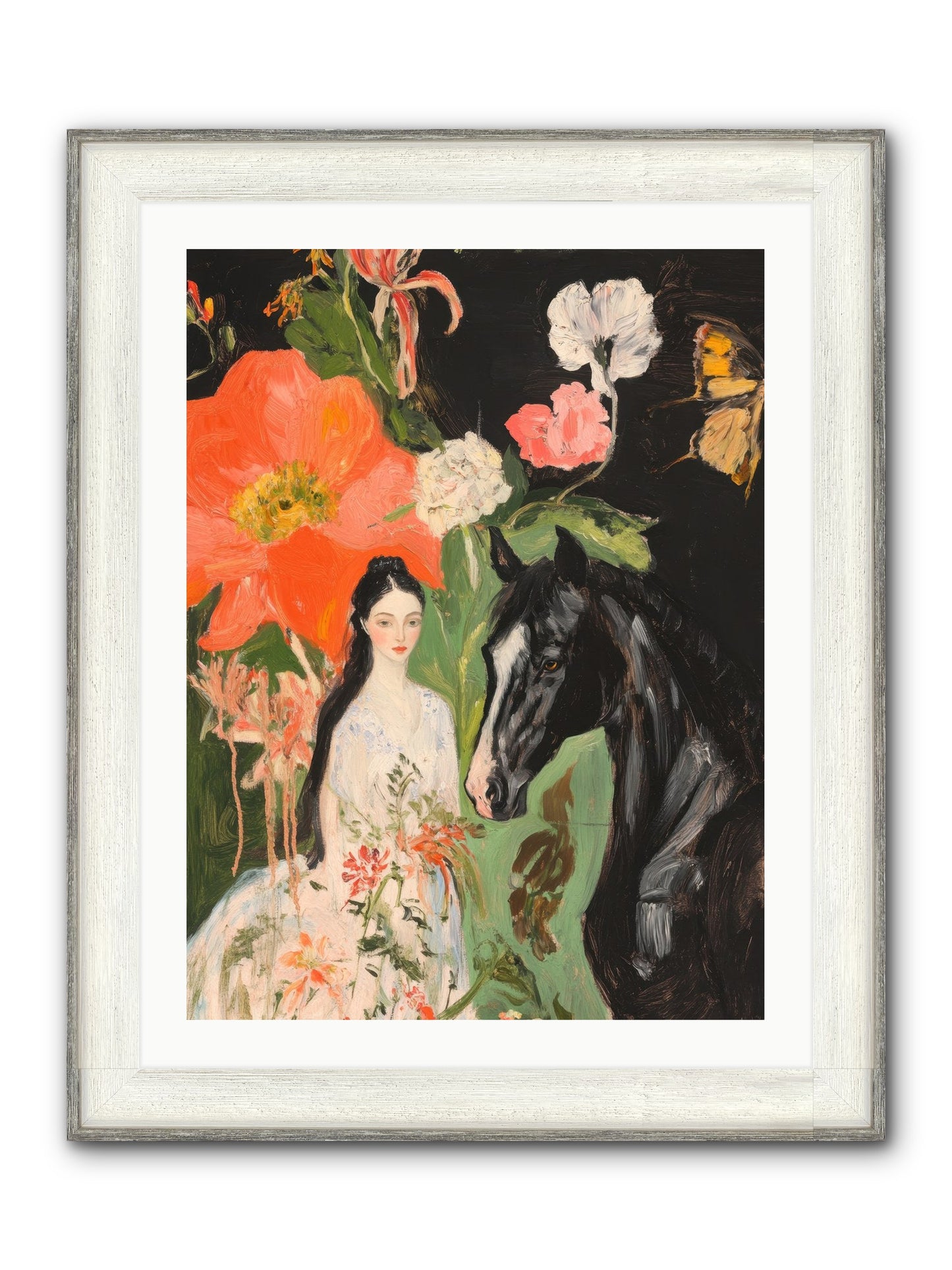 Dreamland Steed Framed Print - Driftwood White 24x32