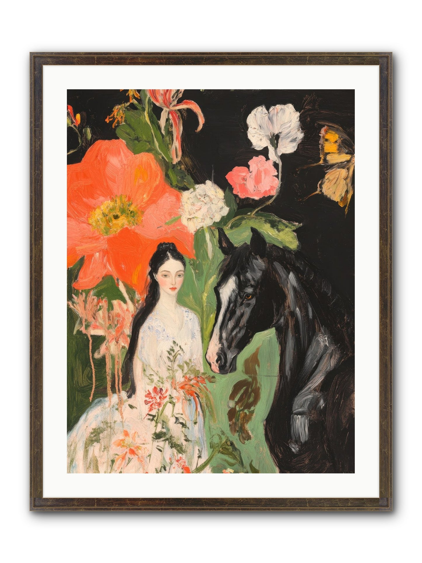 Dreamland Steed Framed Print - Slimwoods Black/Gold 24x32