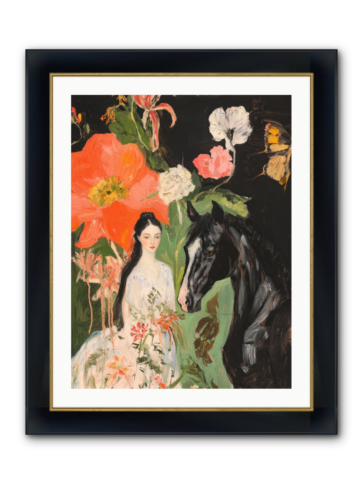 Dreamland Steed Framed Print - Wide Black w/Gold 24x32
