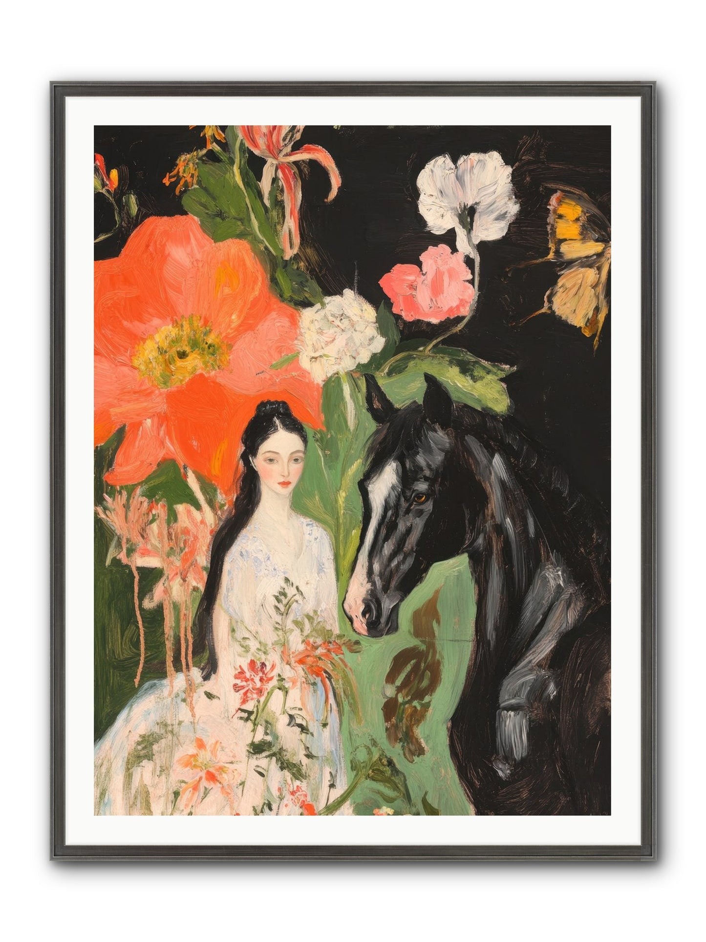 Dreamland Steed Framed Print - Slimwoods Black/Silver 36x48