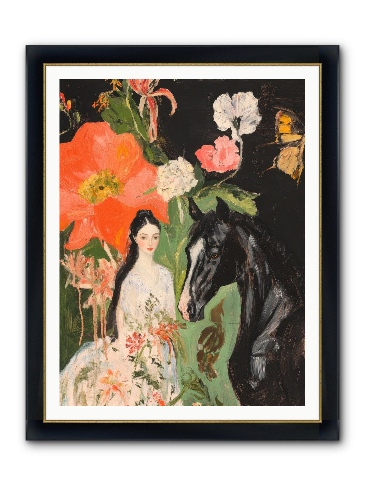 Dreamland Steed Framed Print - Wide Black w/Gold 36x48