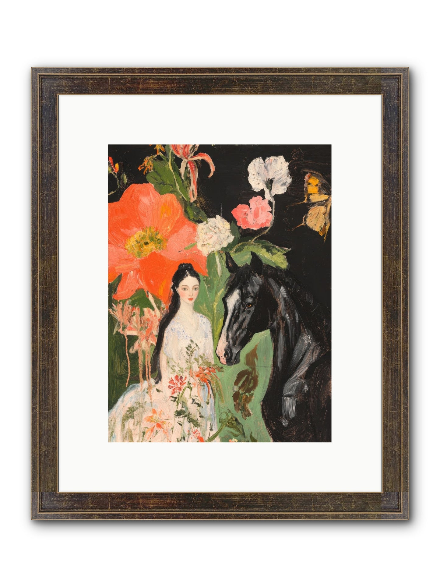 Dreamland Steed Framed Print - Slimwoods Black/Gold 9x12
