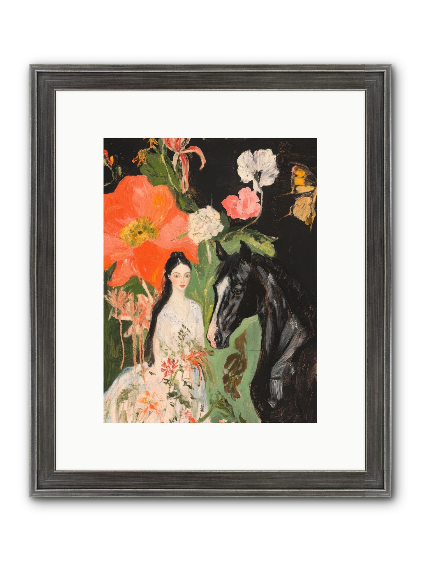 Dreamland Steed Framed Print - Slimwoods Black/Silver 9x12