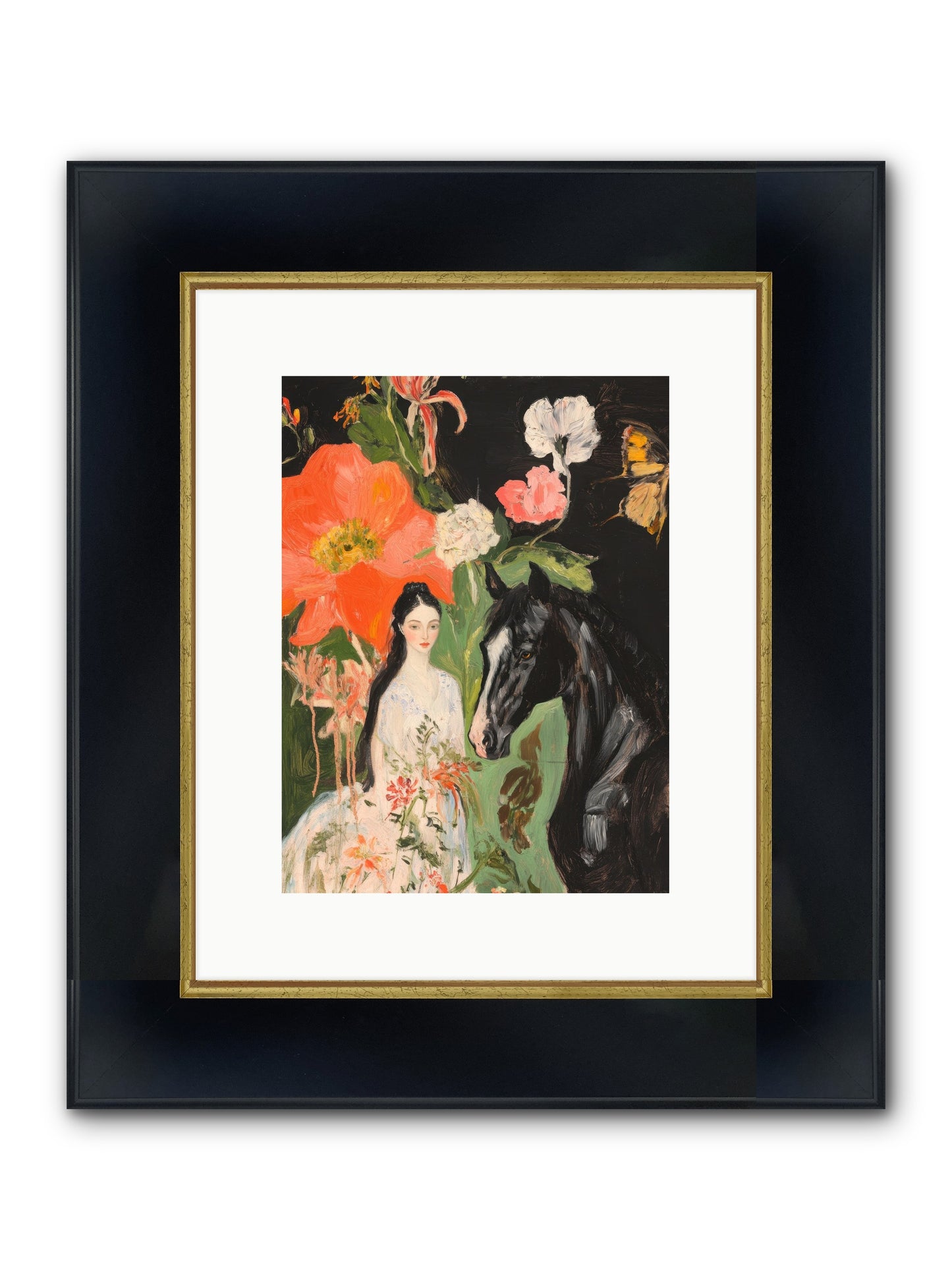 Dreamland Steed Framed Print - Wide Black w/Gold 9x12