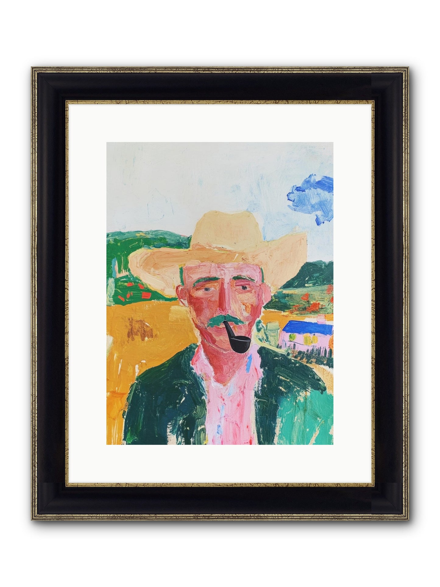 Drifting Smoke Framed Print - Black & Gold 12x16