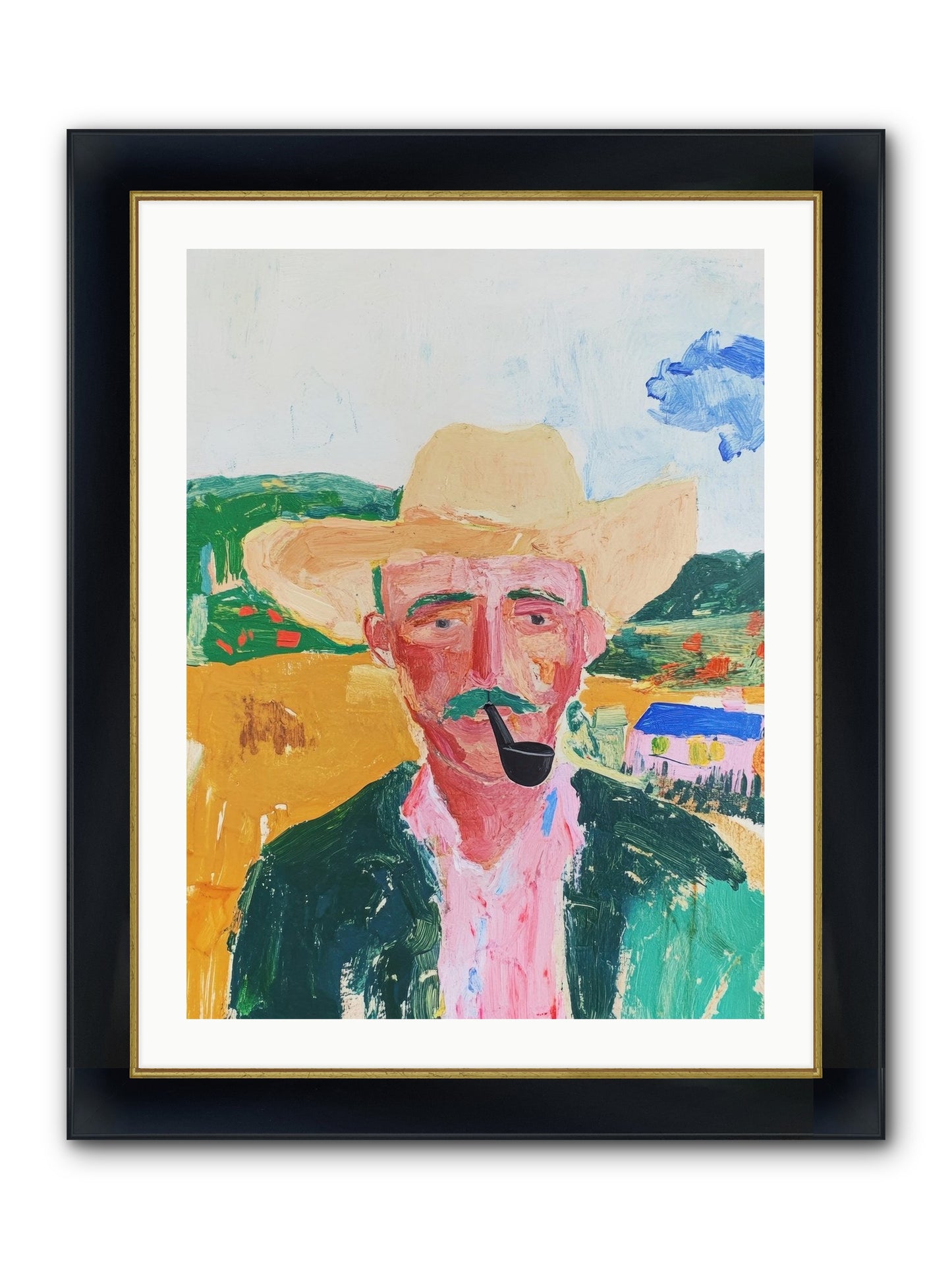 Drifting Smoke Framed Print - Wide Black w/Gold 24x32