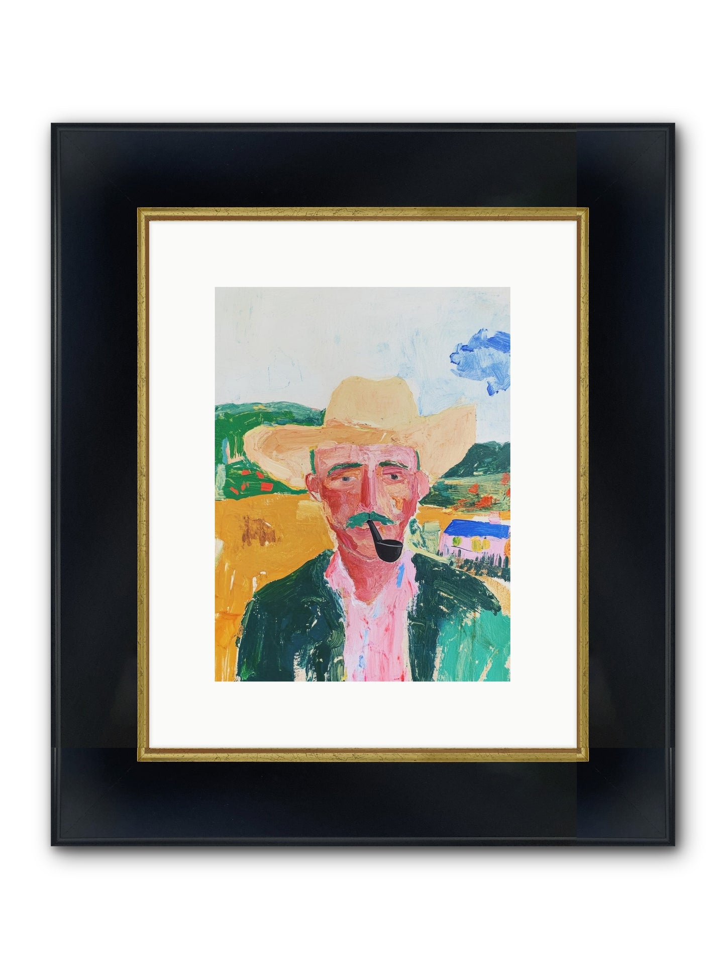 Drifting Smoke Framed Print - Wide Black w/Gold 9x12