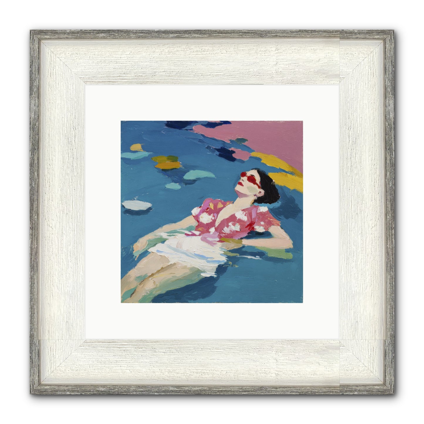 Drifting Through Blue Framed Print - Driftwood White 10x10