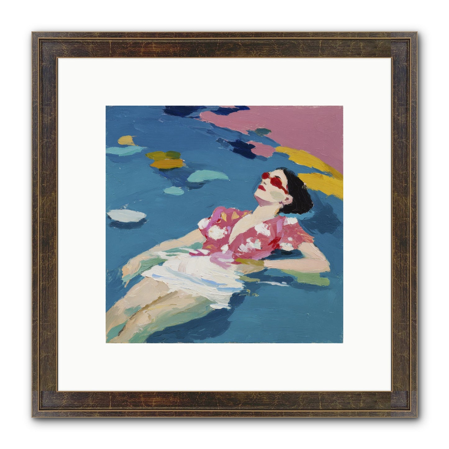 Drifting Through Blue Framed Print - Slimwoods Black/Gold 10x10