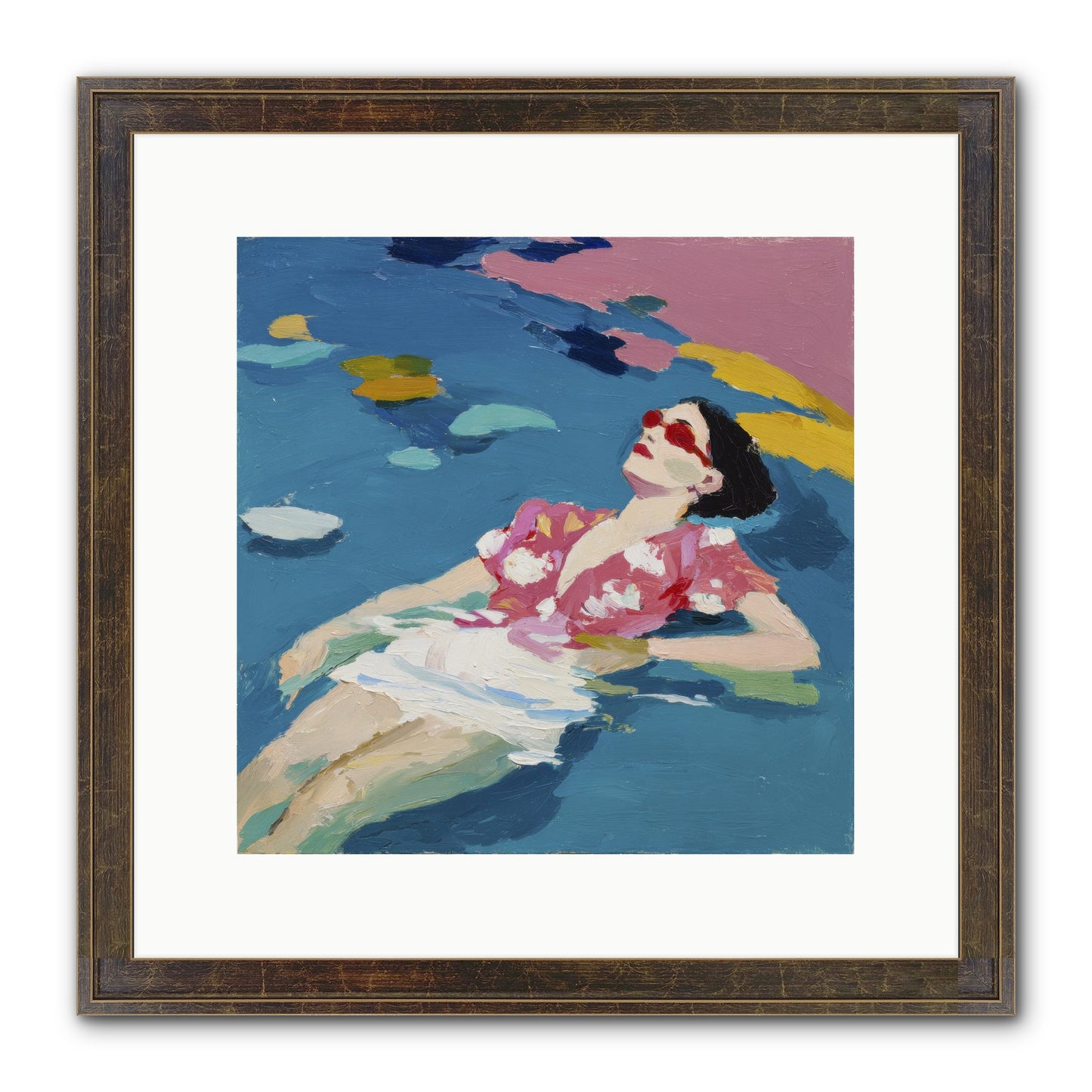 Drifting Through Blue Framed Print - Slimwoods Black/Gold 12x12
