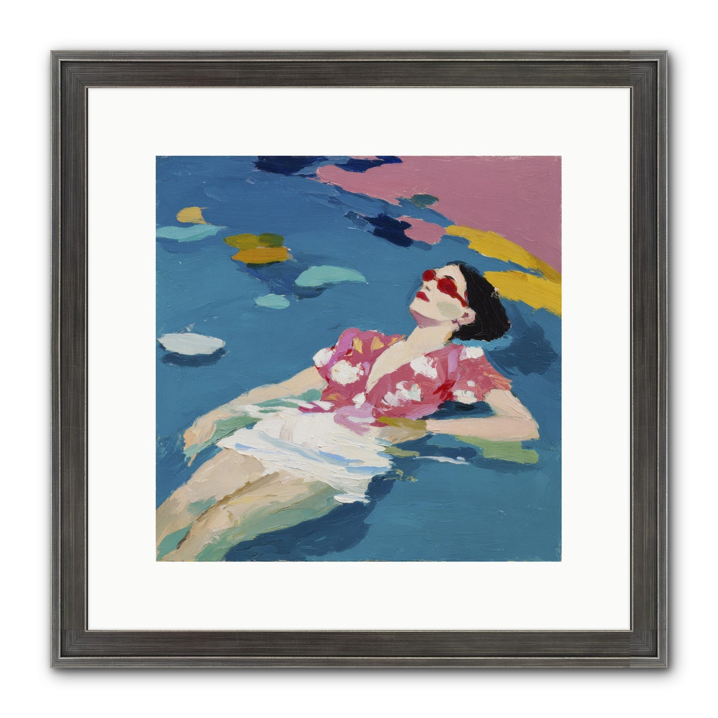 Drifting Through Blue Framed Print - Slimwoods Black/Silver 12x12