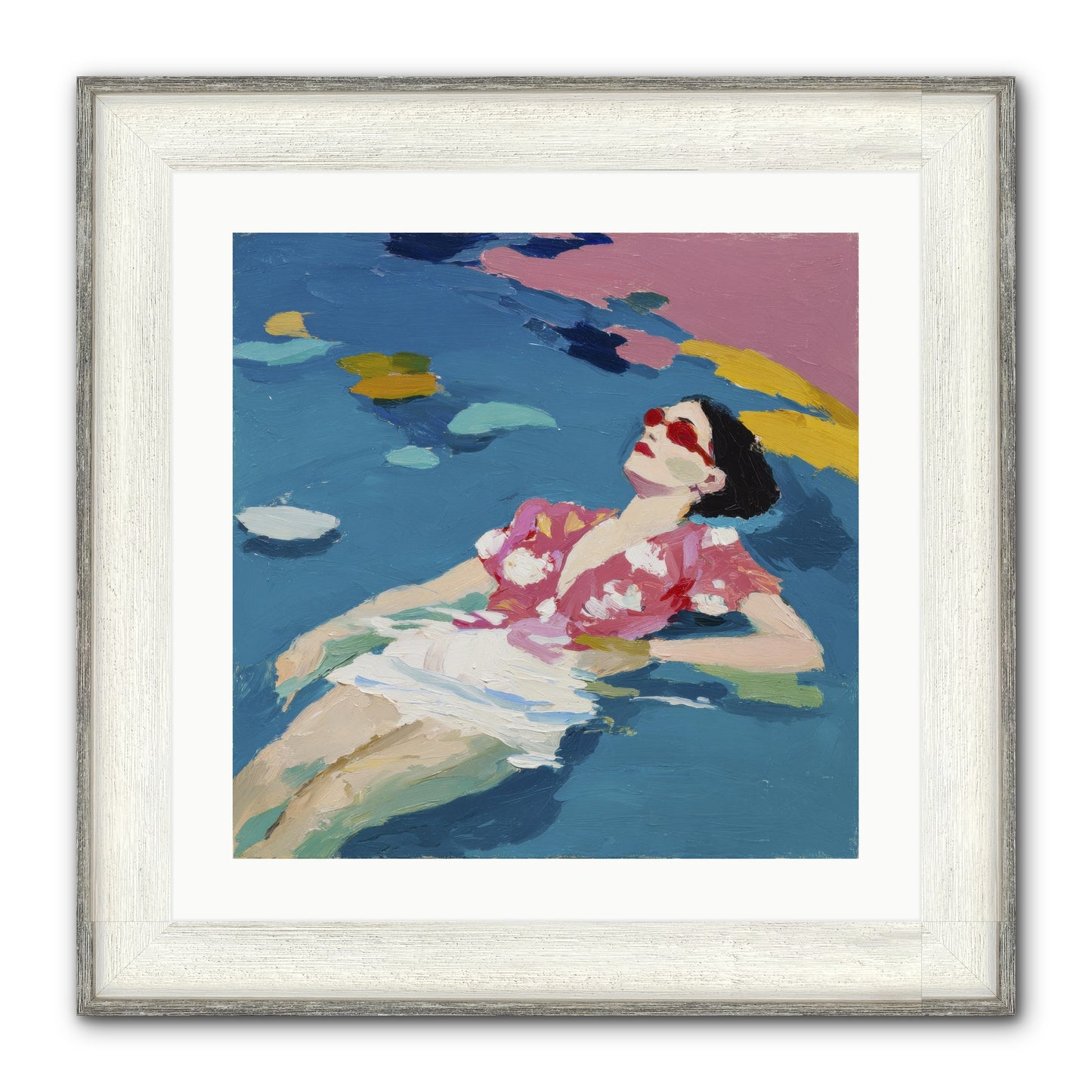 Drifting Through Blue Framed Print - Driftwood White 20x20