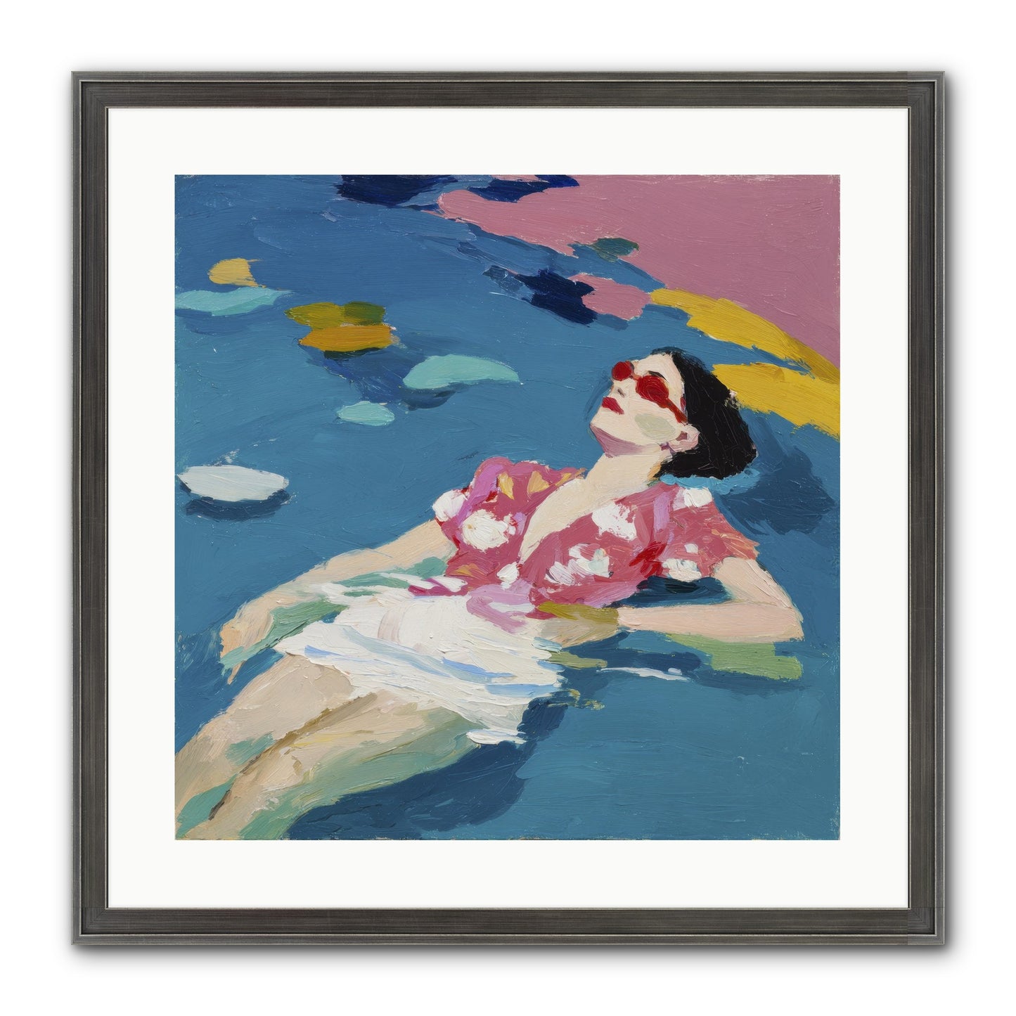 Drifting Through Blue Framed Print - Slimwoods Black/Silver 20x20