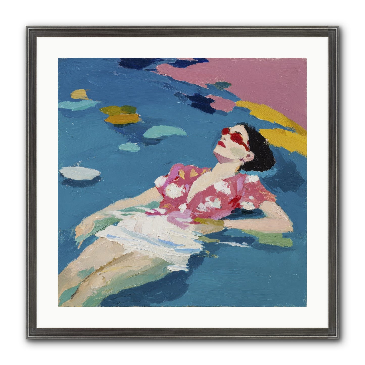 Drifting Through Blue Framed Print - Slimwoods Black/Silver 24x24