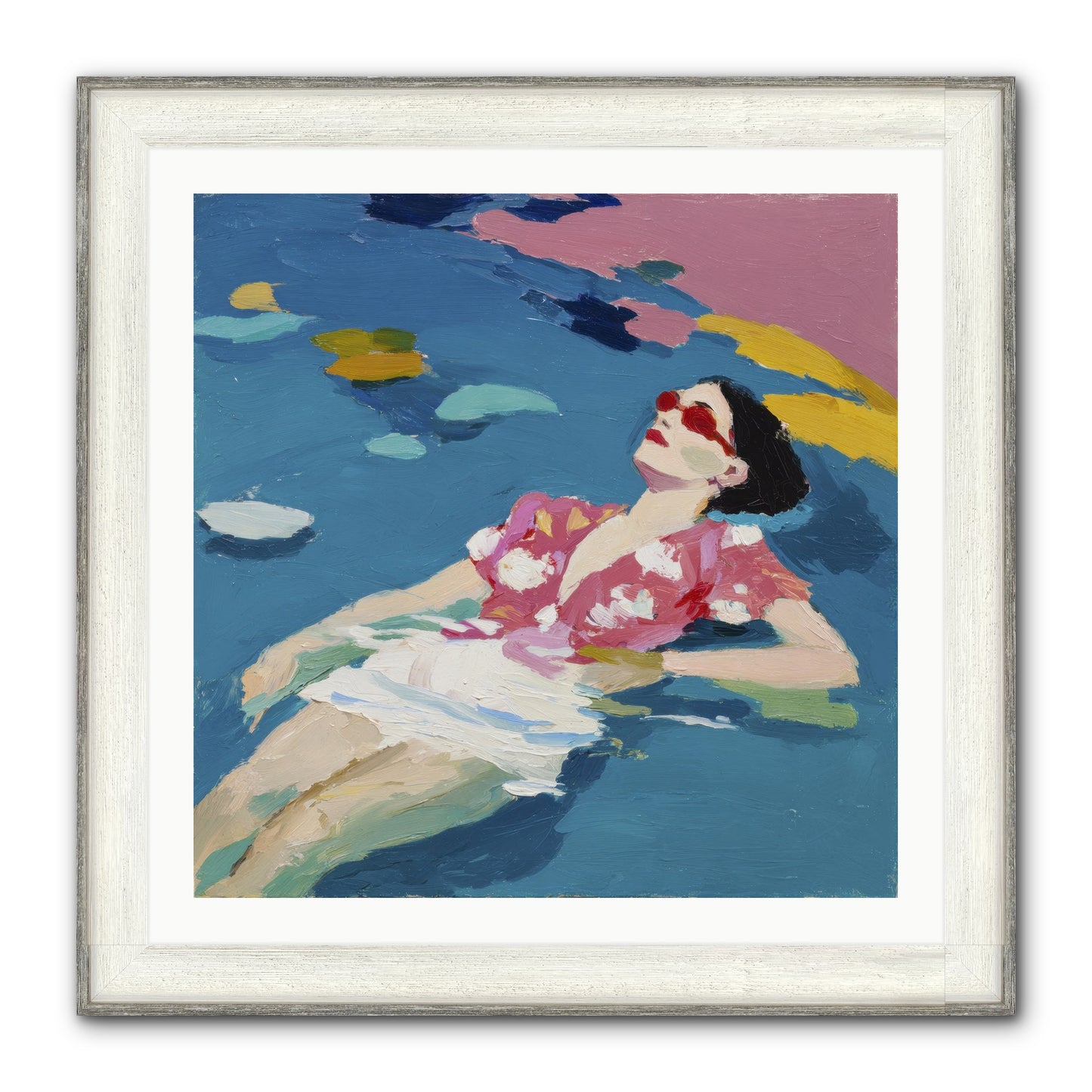 Drifting Through Blue Framed Print - Driftwood White 30x30