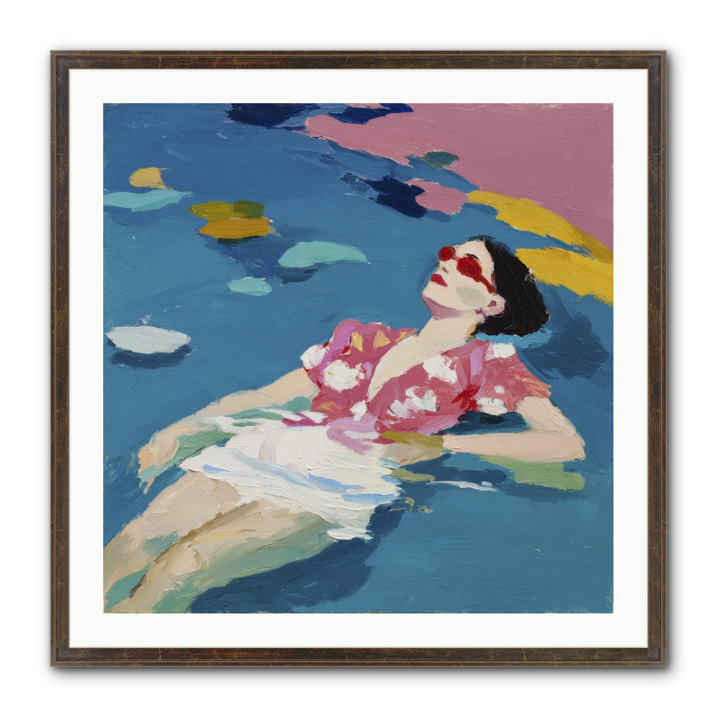 Drifting Through Blue Framed Print - Slimwoods Black/Gold 30x30