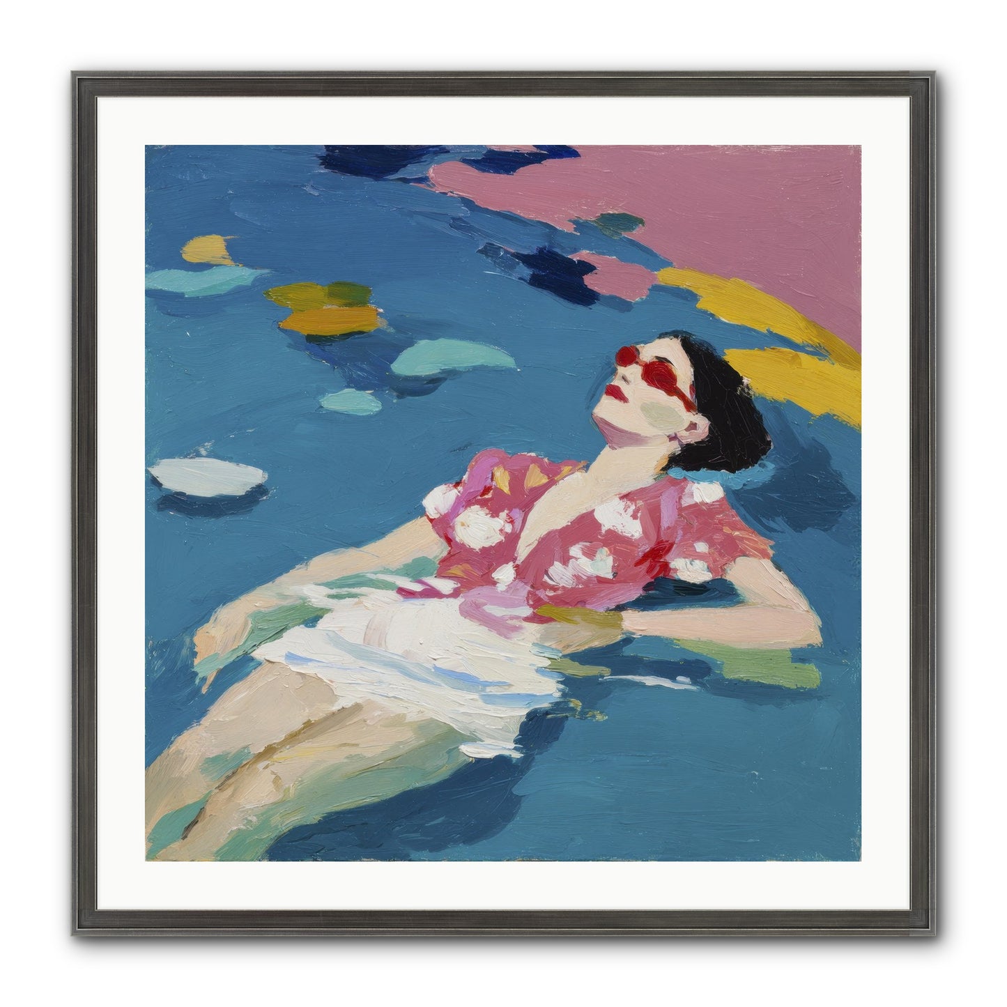 Drifting Through Blue Framed Print - Slimwoods Black/Silver 30x30