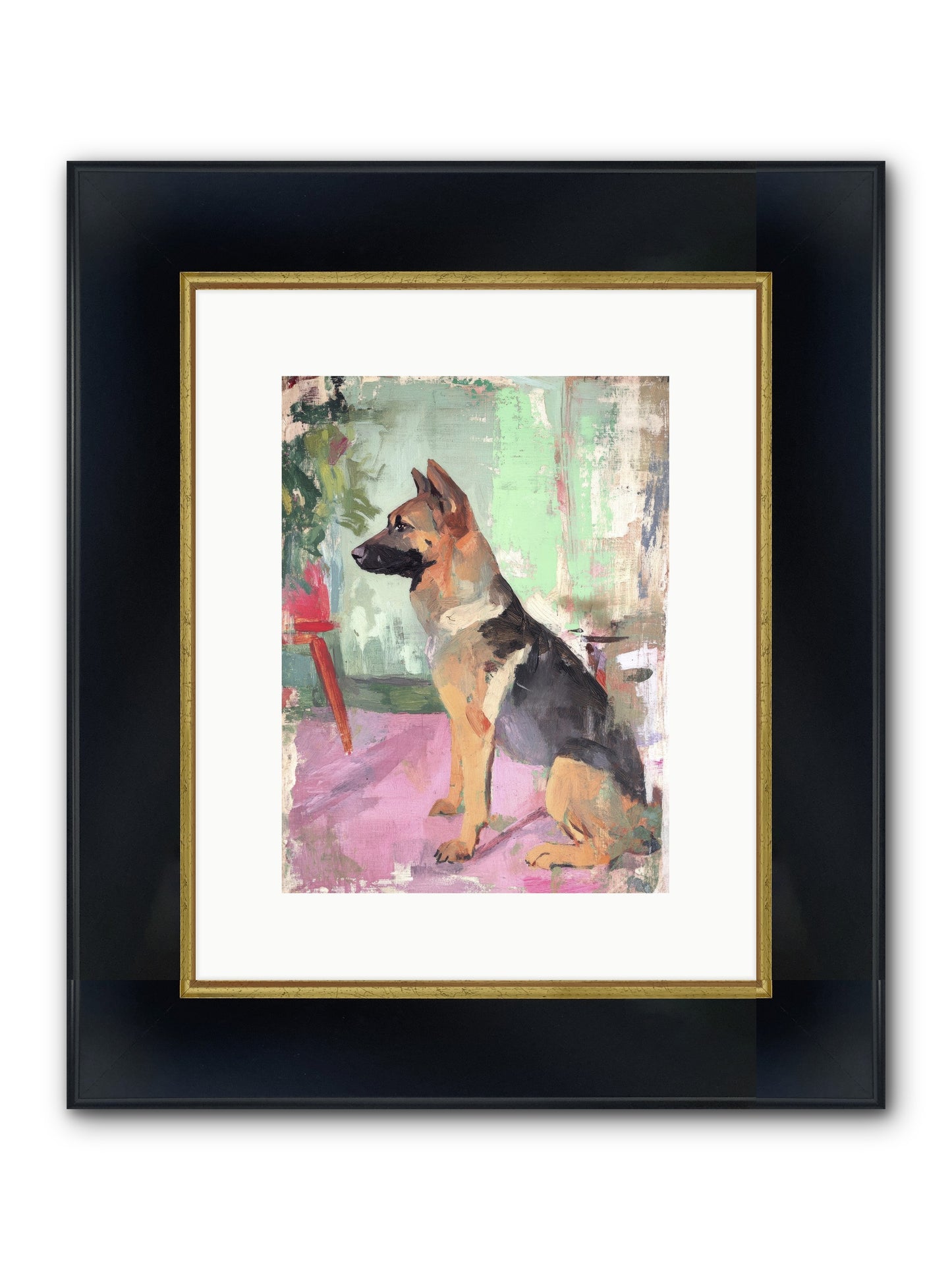 Duke Framed Print - Wide Black w/Gold 9x12