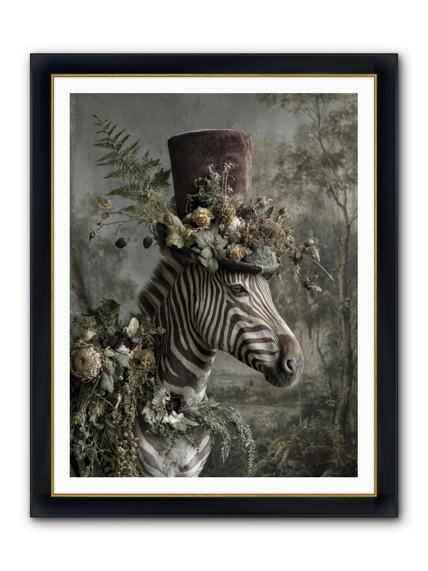 Dulcet Framed Print - Wide Black w/Gold 36x48