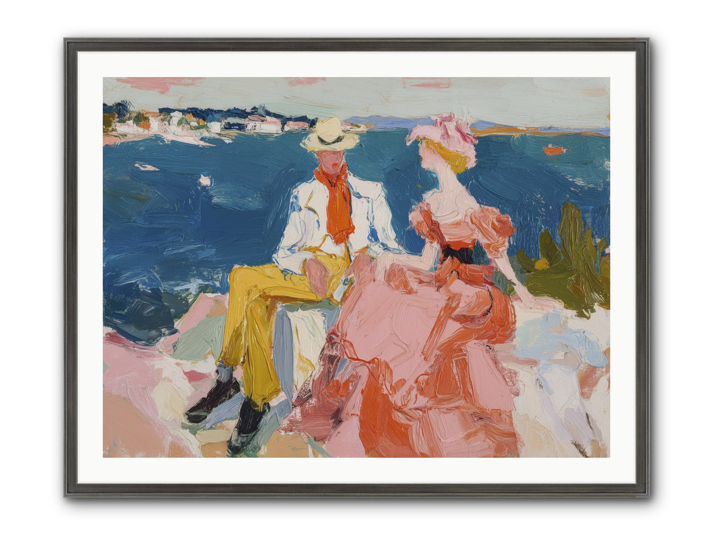 Duo By The Waves Framed Print - Slimwoods Black/Silver 40x30